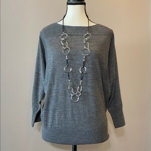 Ann Taylor LOFT knitted gray top dolman sleeves Size M excellent condition